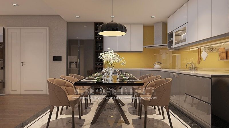 Bộ bàn ăn cao cấp tạo điểm nhấn nổi bật cho không gian căn phòng