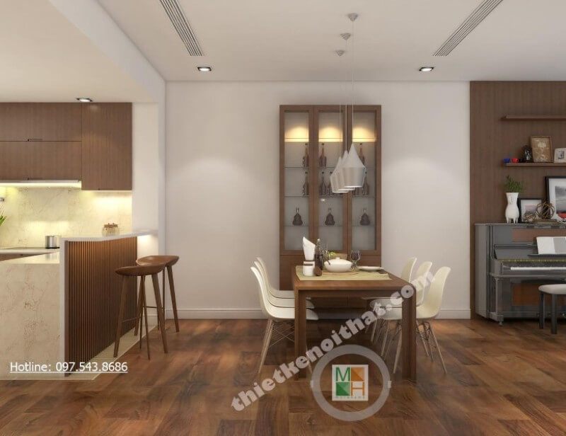 Bộ bàn ghế ăn 6 chỗ được thiết kế tối giản mà vẫn đảm bảo công năng sử dụng