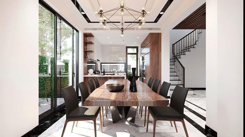 Lên ý tưởng cho phòng ăn biệt thự gia chủ với bộ bàn ăn gỗ đẹp được sản xuất tại MoreHơme