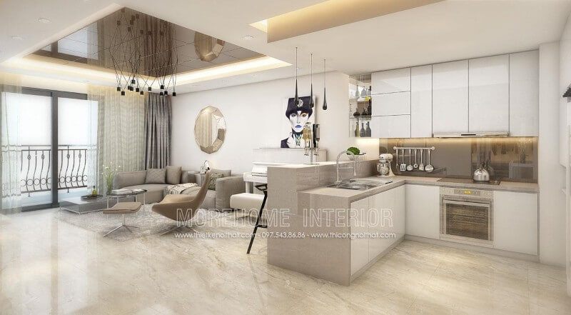 Mẫu tủ bếp gỗ chung cư cao cấp