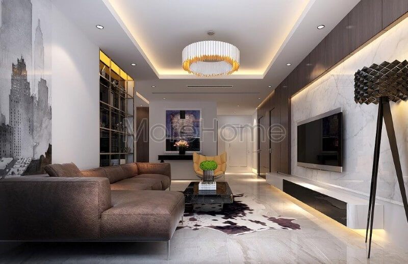 Sự kết hợp hài hòa giữa các tone màu sắc với nội thất phòng khách chung cư đã mang lại cho gia chủ một không gian tiếp khách sang trọng và tinh tế hơn