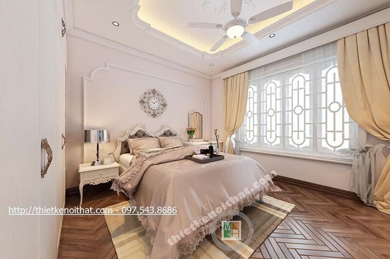 Thiết kế nội thất phòng ngủ phong cách tân cổ điển cao cấp, sang trọng