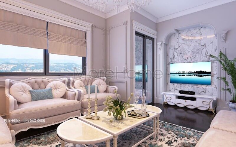 Mang thêm luồng gió mới vào trong các mẫu thiết kế nội thất, kiến trúc sư Morehome đã mang lại cho gia chủ tại chung cư Ruby Tower một không gian nội thất phòng khách độc đáo, mới lạ nhưng không kém phần tiện nghi và sang trọng.