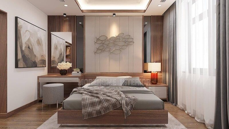 Bạn đang phân vân trong cách thiết kế phòng ngủ của mình, phòng ngủ nam tính, sang trọng và đẹp sử dụng tone màu nâu chủ yếu nhưng không kém phần mềm mại uyển chuyển từ họa tiết trang trí trên tường, chiếc đèn ngủ uốn cong hay chiếc ghế uốn cong phá cách.
