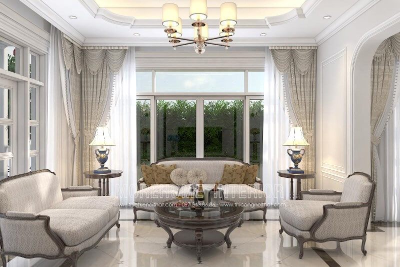 Sofa tân cổ điển với thiết kế đơn giản nhưng không kém phần sang trọng