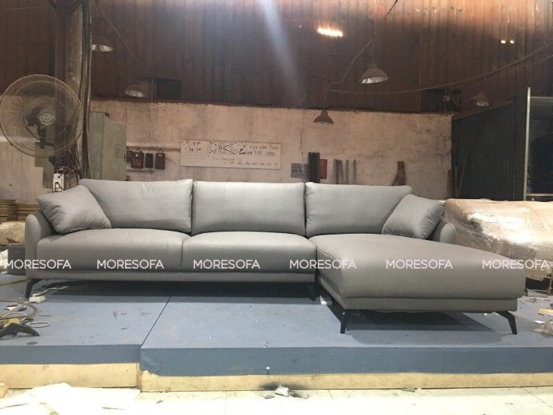 Sản xuất Sofa L hiện đại bọc da thật nhập khẩu cao cấp, sang trọng cho khách ở chung cư Ecopark