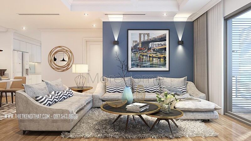 Bộ sofa góc khung gỗ tự nhiên bọc nỉ được xem như là một yếu tố quan trọng để tạo nên sự sang trọng cho căn hộ cao cấp.