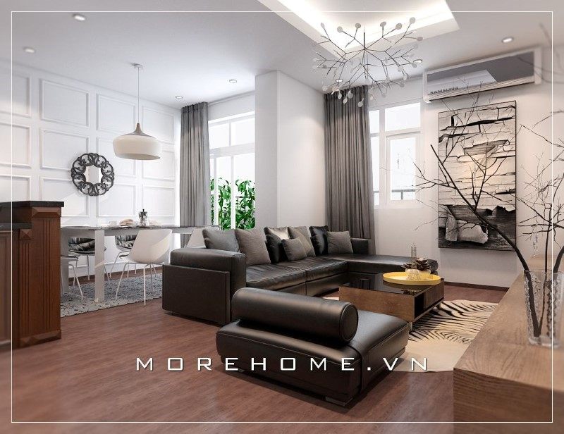 Sofa bọc da màu đen góp phần tạo nên không gian sang trọng và tinh tế cho không gian tổ ấm của gia đình.
